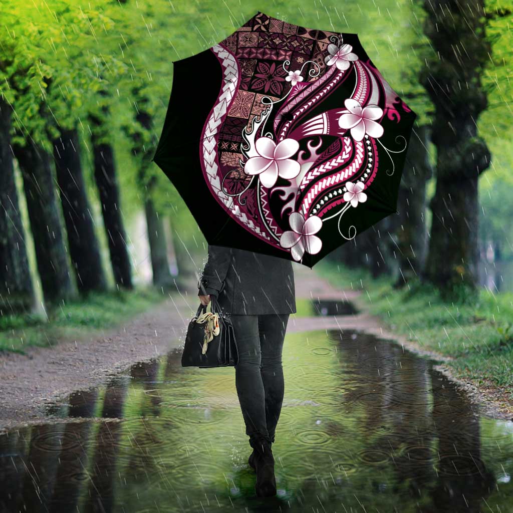 Samoa Siapo Tribal Pattern Umbrella Violet Polynesian Plumeria Tapa Motif LT9 - Polynesian Pride