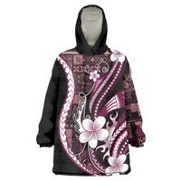 Samoa Siapo Tribal Pattern Wearable Blanket Hoodie Violet Polynesian Plumeria Tapa Motif LT9 One Size Violet - Polynesian Pride