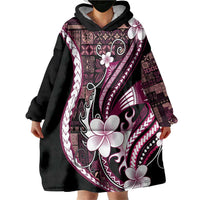 Samoa Siapo Tribal Pattern Wearable Blanket Hoodie Violet Polynesian Plumeria Tapa Motif LT9 - Polynesian Pride