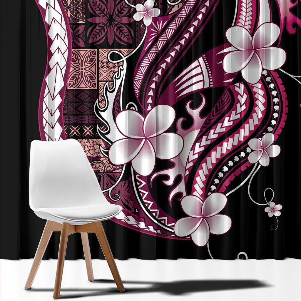 Samoa Siapo Tribal Pattern Window Curtain Violet Polynesian Plumeria Tapa Motif LT9 - Polynesian Pride