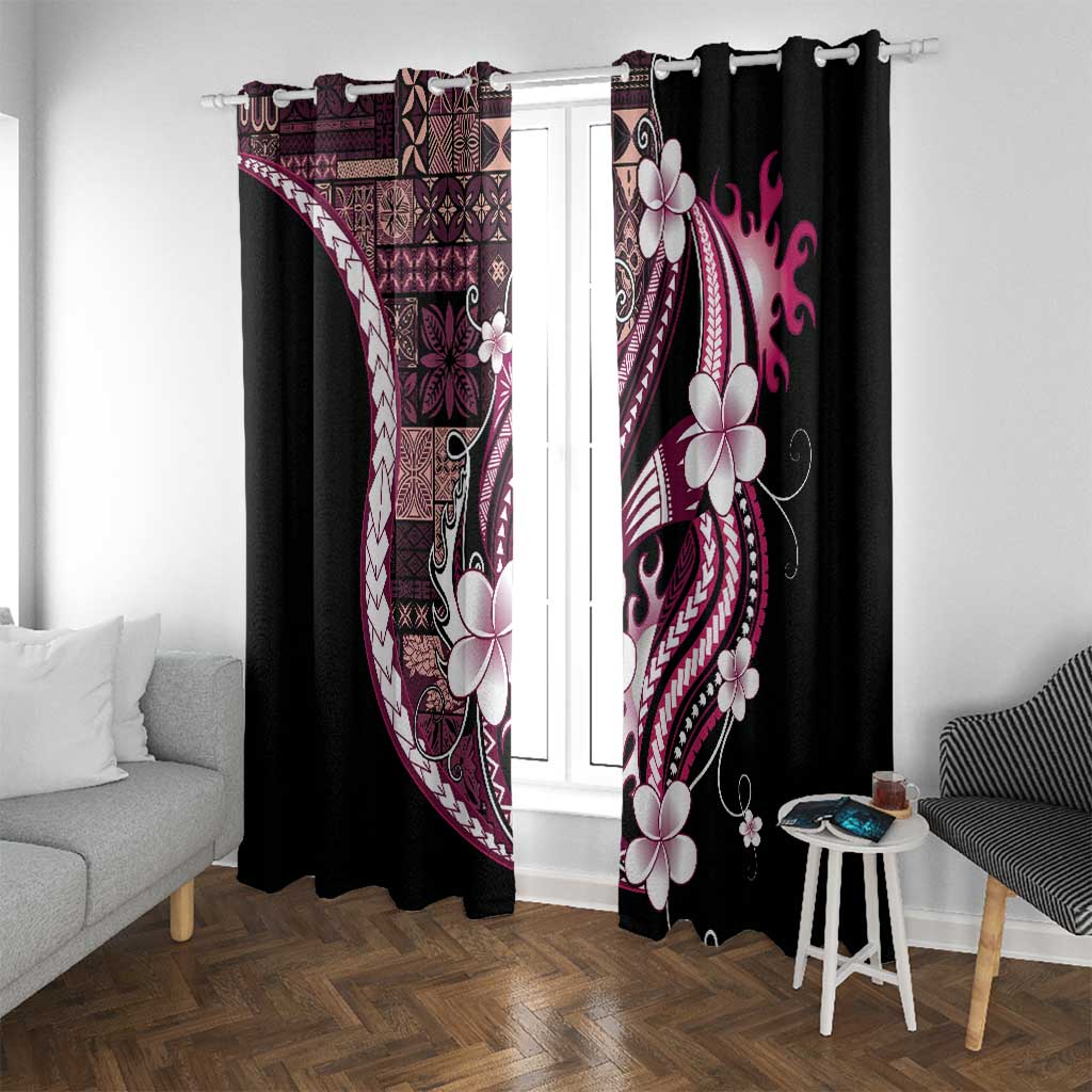 Samoa Siapo Tribal Pattern Window Curtain Violet Polynesian Plumeria Tapa Motif LT9 With Grommets Violet - Polynesian Pride