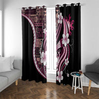 Samoa Siapo Tribal Pattern Window Curtain Violet Polynesian Plumeria Tapa Motif LT9 With Grommets Violet - Polynesian Pride