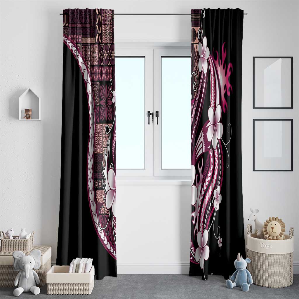 Samoa Siapo Tribal Pattern Window Curtain Violet Polynesian Plumeria Tapa Motif LT9 - Polynesian Pride
