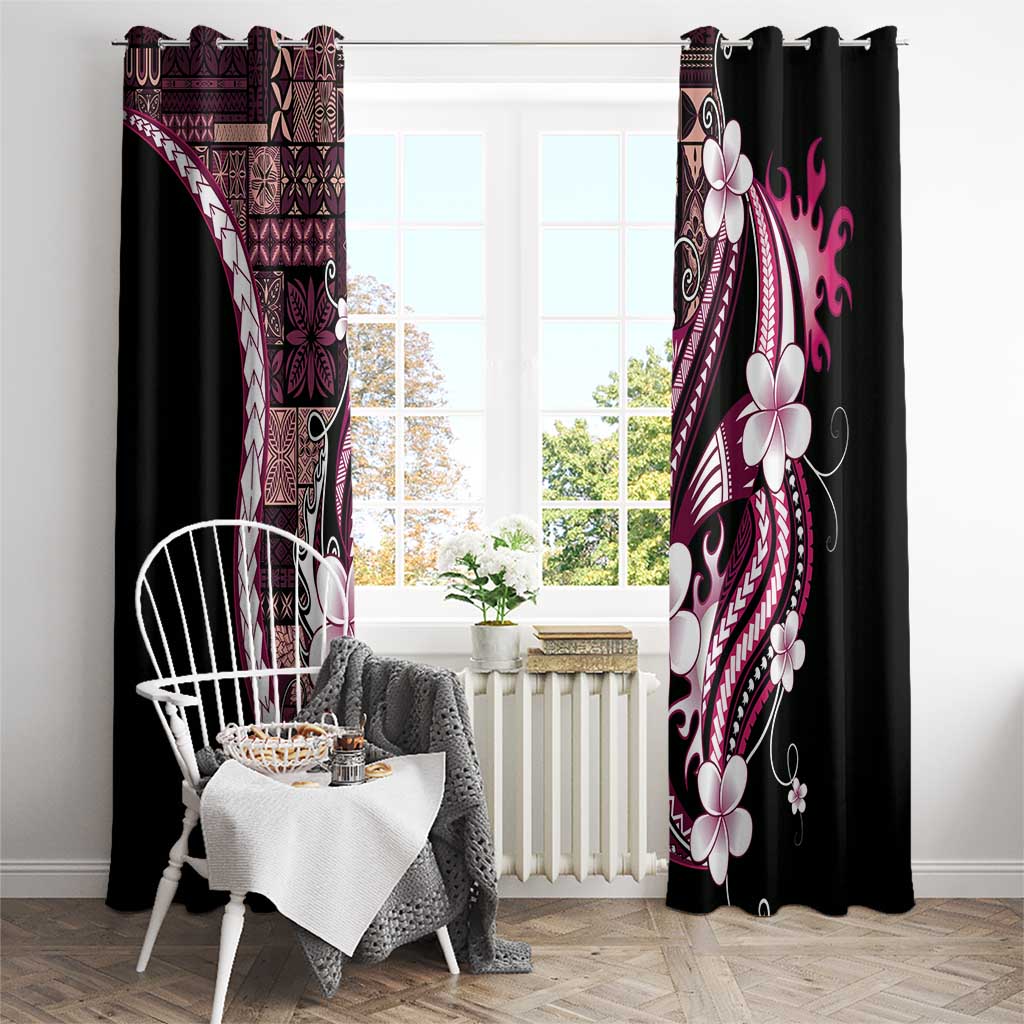 Samoa Siapo Tribal Pattern Window Curtain Violet Polynesian Plumeria Tapa Motif LT9 - Polynesian Pride