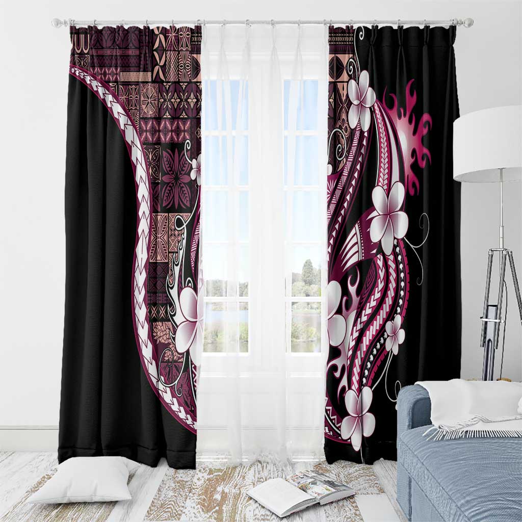Samoa Siapo Tribal Pattern Window Curtain Violet Polynesian Plumeria Tapa Motif LT9 - Polynesian Pride