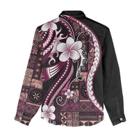 Samoa Siapo Tribal Pattern Women Casual Shirt Violet Polynesian Plumeria Tapa Motif LT9 - Polynesian Pride