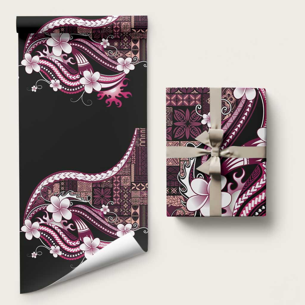 Samoa Siapo Tribal Pattern Wrapping Paper Violet Polynesian Plumeria Tapa Motif