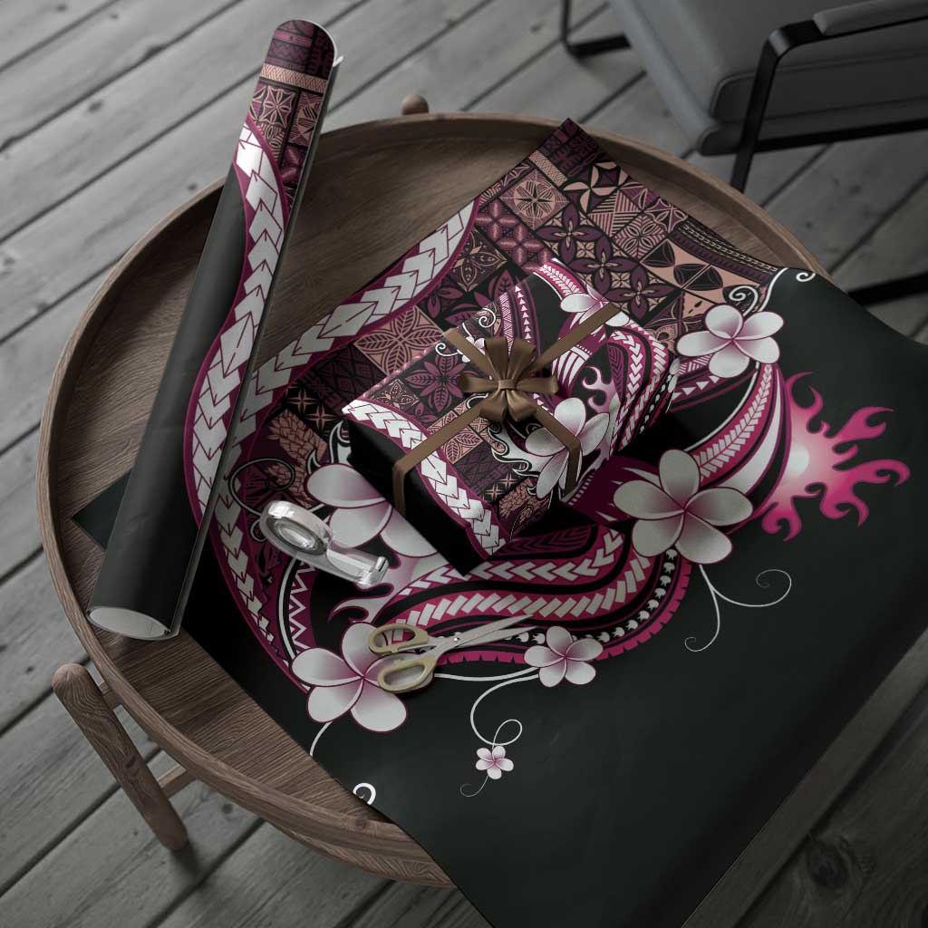 Samoa Siapo Tribal Pattern Wrapping Paper Violet Polynesian Plumeria Tapa Motif