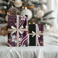 Samoa Siapo Tribal Pattern Wrapping Paper Violet Polynesian Plumeria Tapa Motif