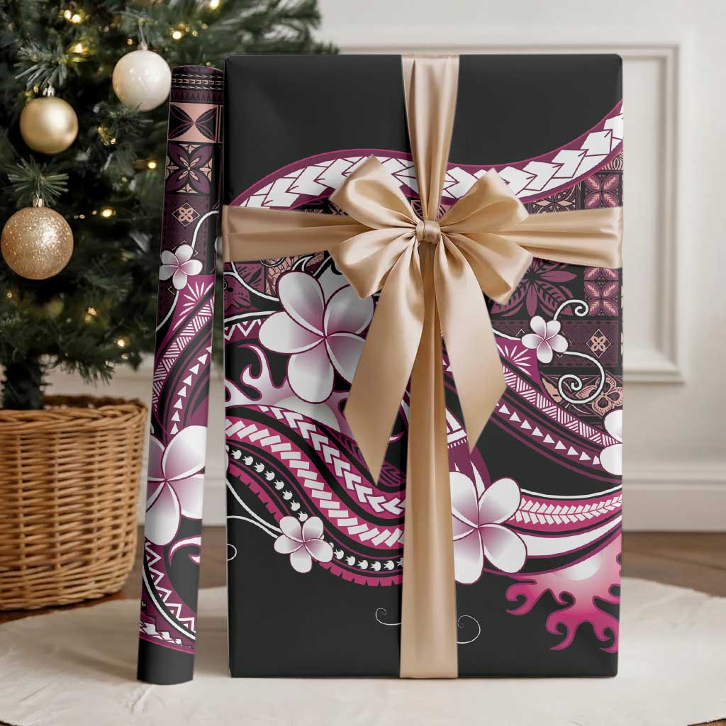 Samoa Siapo Tribal Pattern Wrapping Paper Violet Polynesian Plumeria Tapa Motif