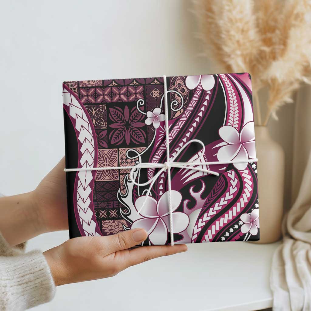 Samoa Siapo Tribal Pattern Wrapping Paper Violet Polynesian Plumeria Tapa Motif
