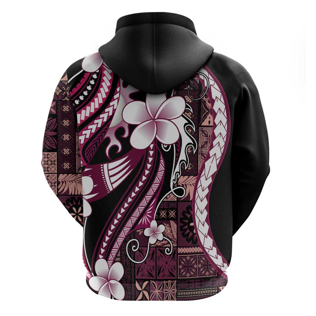 Samoa Siapo Tribal Pattern Zip Hoodie Violet Polynesian Plumeria Tapa Motif LT9 - Polynesian Pride