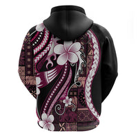 Samoa Siapo Tribal Pattern Zip Hoodie Violet Polynesian Plumeria Tapa Motif LT9 - Polynesian Pride