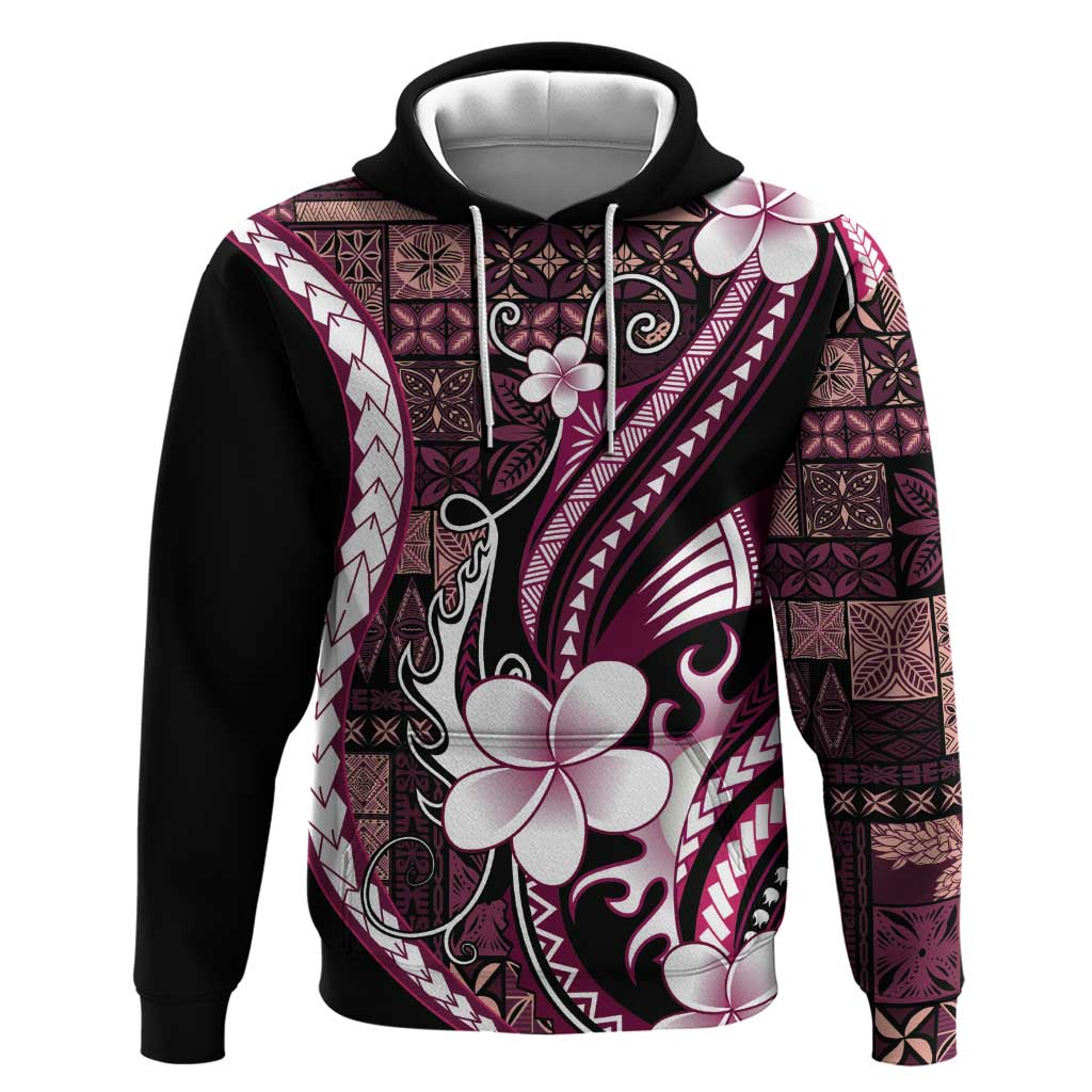 Samoa Siapo Tribal Pattern Zip Hoodie Violet Polynesian Plumeria Tapa Motif LT9 Pullover Hoodie Violet - Polynesian Pride