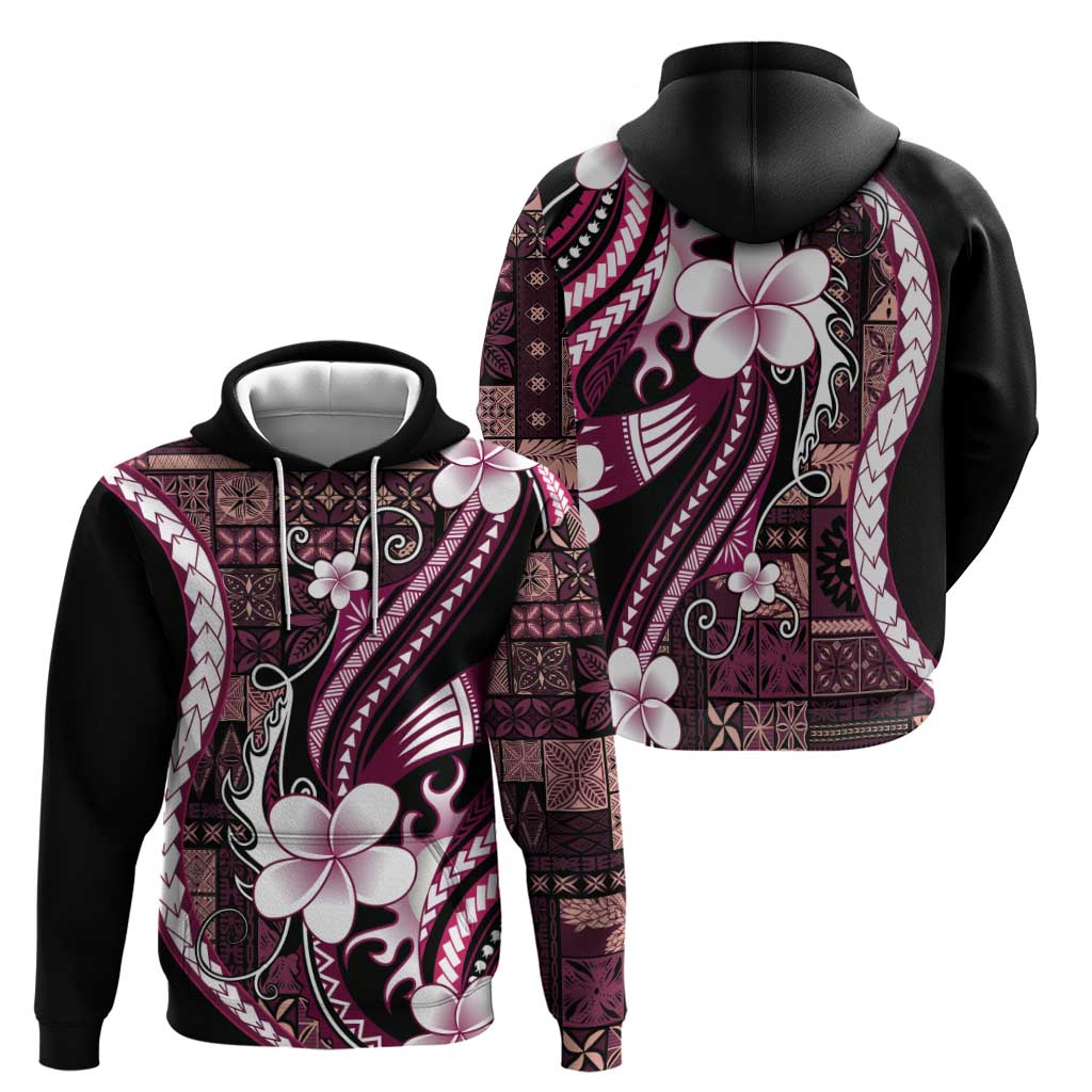 Samoa Siapo Tribal Pattern Zip Hoodie Violet Polynesian Plumeria Tapa Motif LT9 - Polynesian Pride