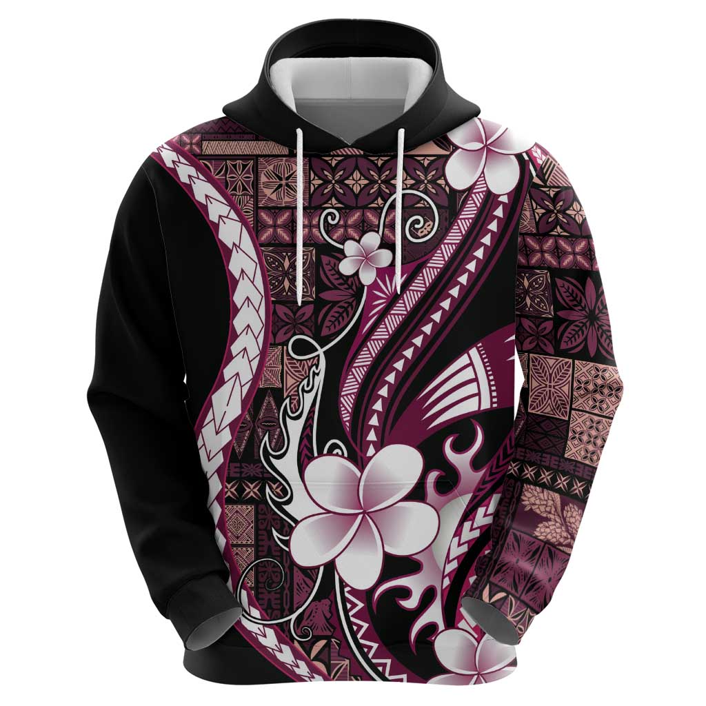 Samoa Siapo Tribal Pattern Zip Hoodie Violet Polynesian Plumeria Tapa Motif LT9 - Polynesian Pride