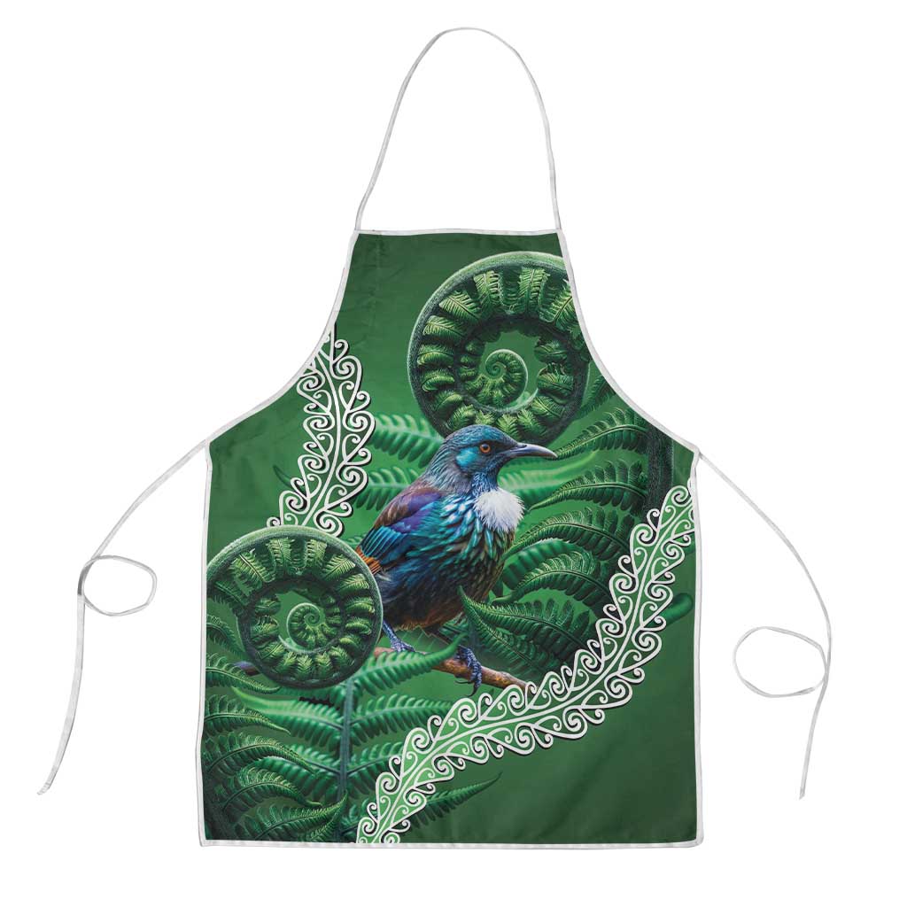 Tui Bird Koru Silver Fern Aotearoa Apron LT9 Green - Polynesian Pride