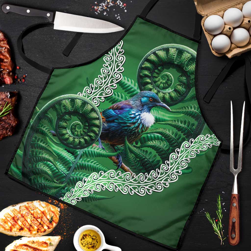 Tui Bird Koru Silver Fern Aotearoa Apron LT9 Green - Polynesian Pride