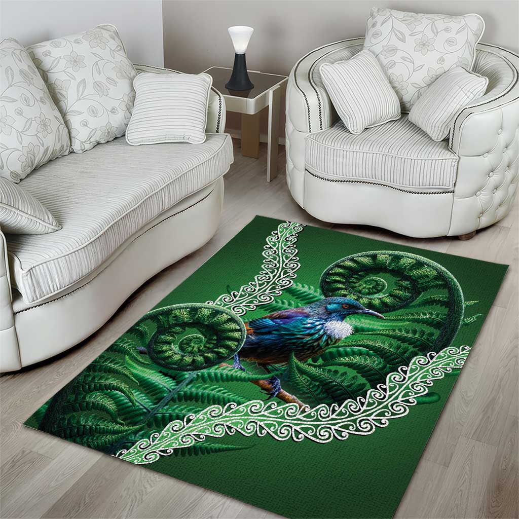 Tui Bird Koru Silver Fern Aotearoa Area Rug LT9 - Polynesian Pride