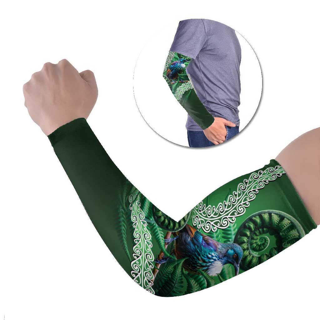Tui Bird Koru Silver Fern Aotearoa Arm Sleeves LT9 Set of 2 Green - Polynesian Pride