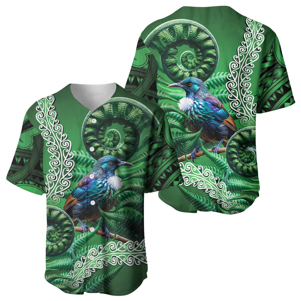 Tui Bird Koru Silver Fern Aotearoa Baseball Jersey LT9 - Polynesian Pride