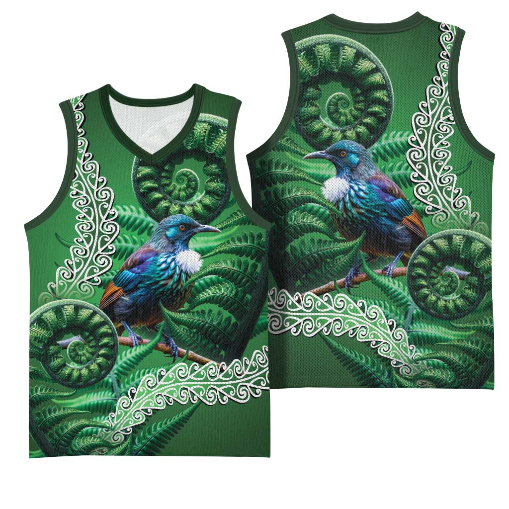 Tui Bird Koru Silver Fern Aotearoa Basketball Jersey LT9 - Polynesian Pride