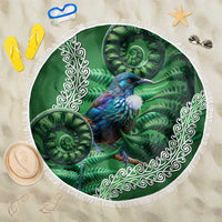 Tui Bird Koru Silver Fern Aotearoa Beach Blanket LT9 One Size 150cm Green - Polynesian Pride