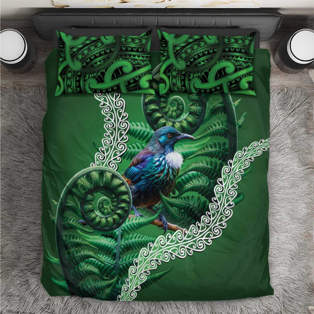 Tui Bird Koru Silver Fern Aotearoa Bedding Set LT9 Green - Polynesian Pride