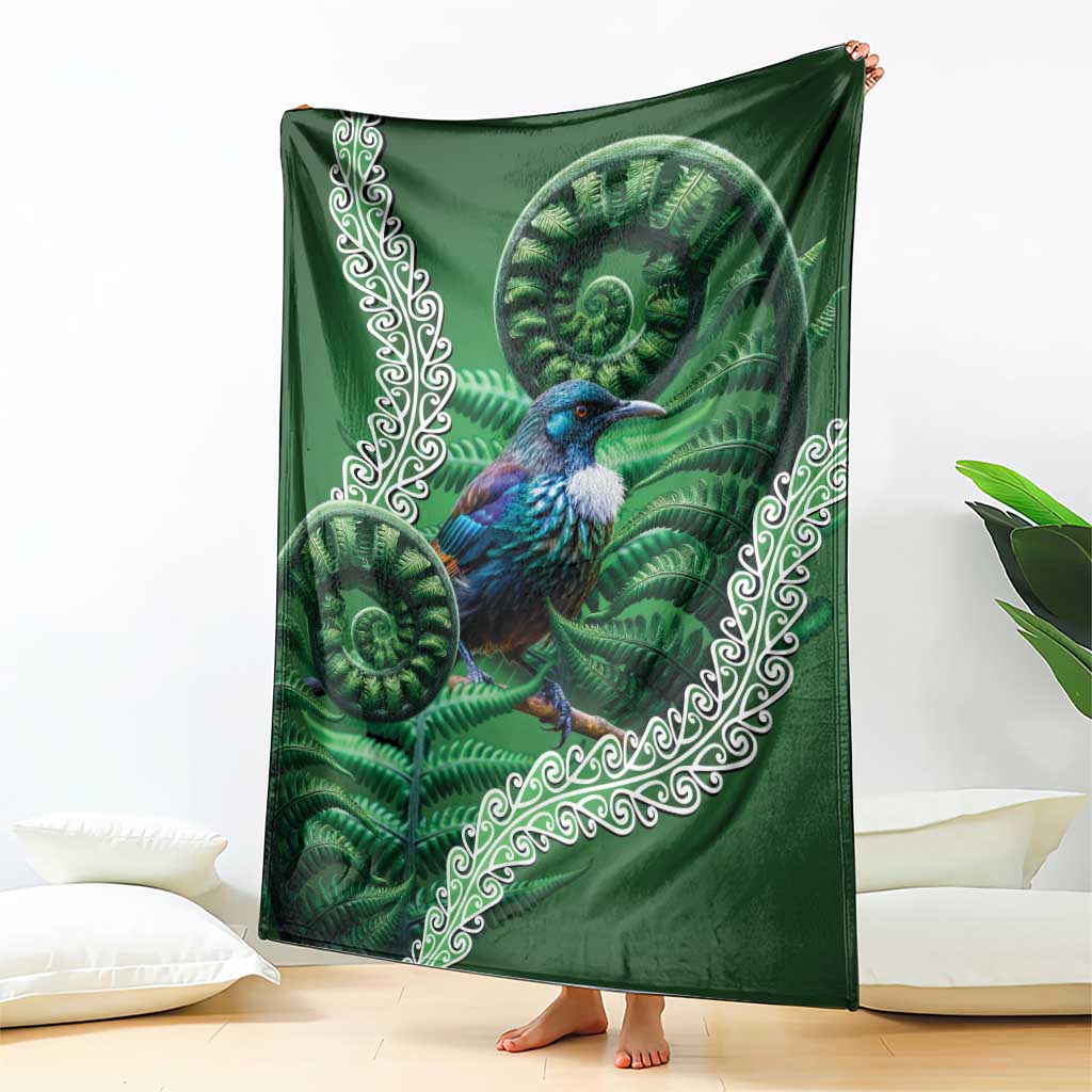 Tui Bird Koru Silver Fern Aotearoa Blanket LT9 - Polynesian Pride