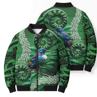 Tui Bird Koru Silver Fern Aotearoa Bomber Puffer Jacket LT9 - Polynesian Pride
