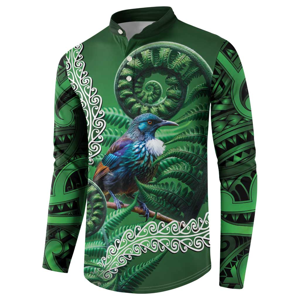 Tui Bird Koru Silver Fern Aotearoa Button Sweatshirt LT9 - Polynesian Pride