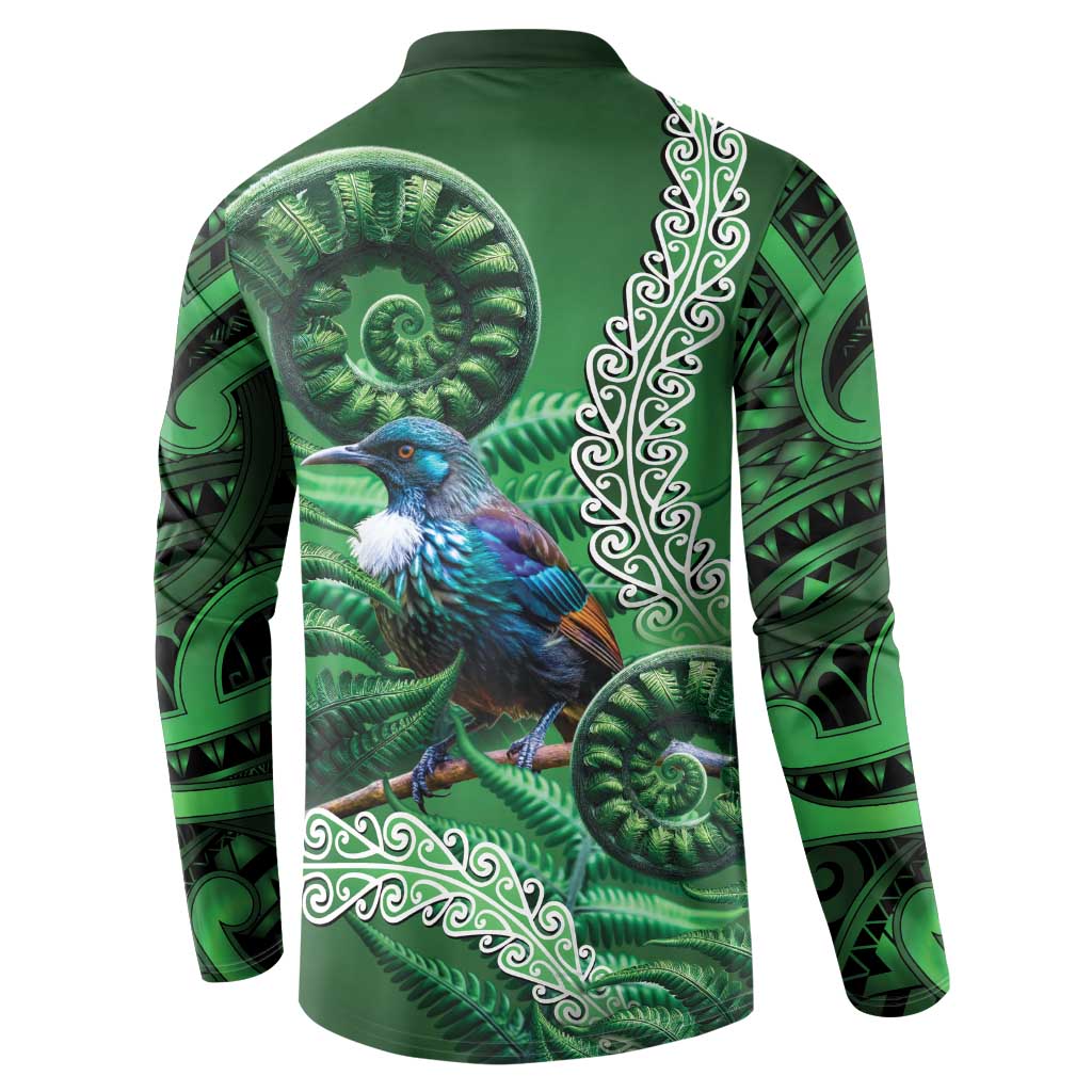 Tui Bird Koru Silver Fern Aotearoa Button Sweatshirt LT9 - Polynesian Pride
