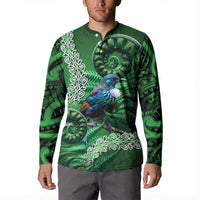 Tui Bird Koru Silver Fern Aotearoa Button Sweatshirt LT9 - Polynesian Pride