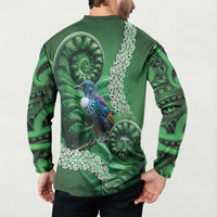 Tui Bird Koru Silver Fern Aotearoa Button Sweatshirt LT9 - Polynesian Pride