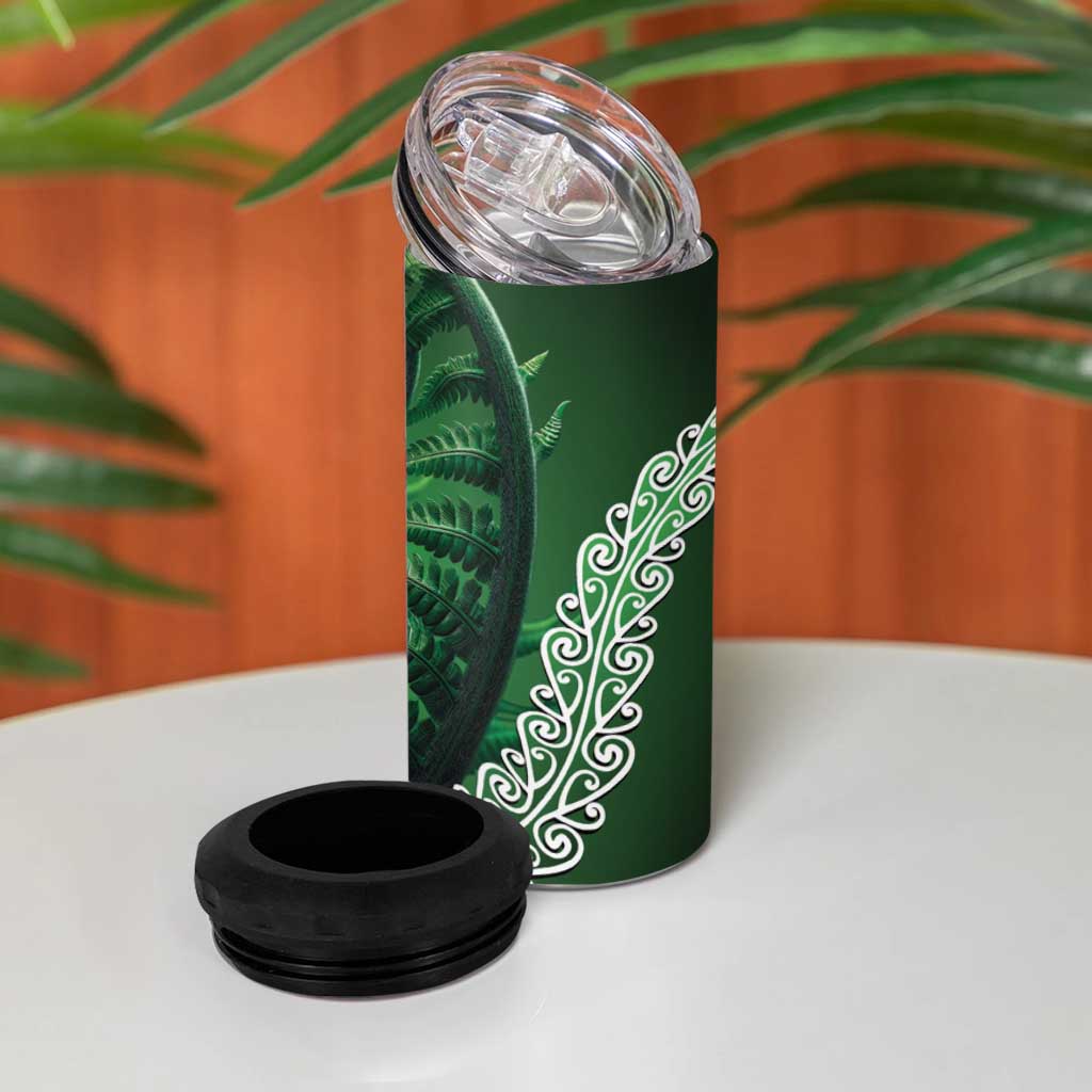 Tui Bird Koru Silver Fern Aotearoa 4 in 1 Can Cooler Tumbler LT9 - Polynesian Pride