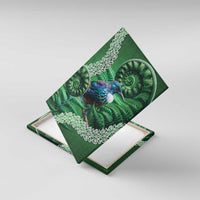 Tui Bird Koru Silver Fern Aotearoa Canvas Wall Art LT9 With Frame Green - Polynesian Pride