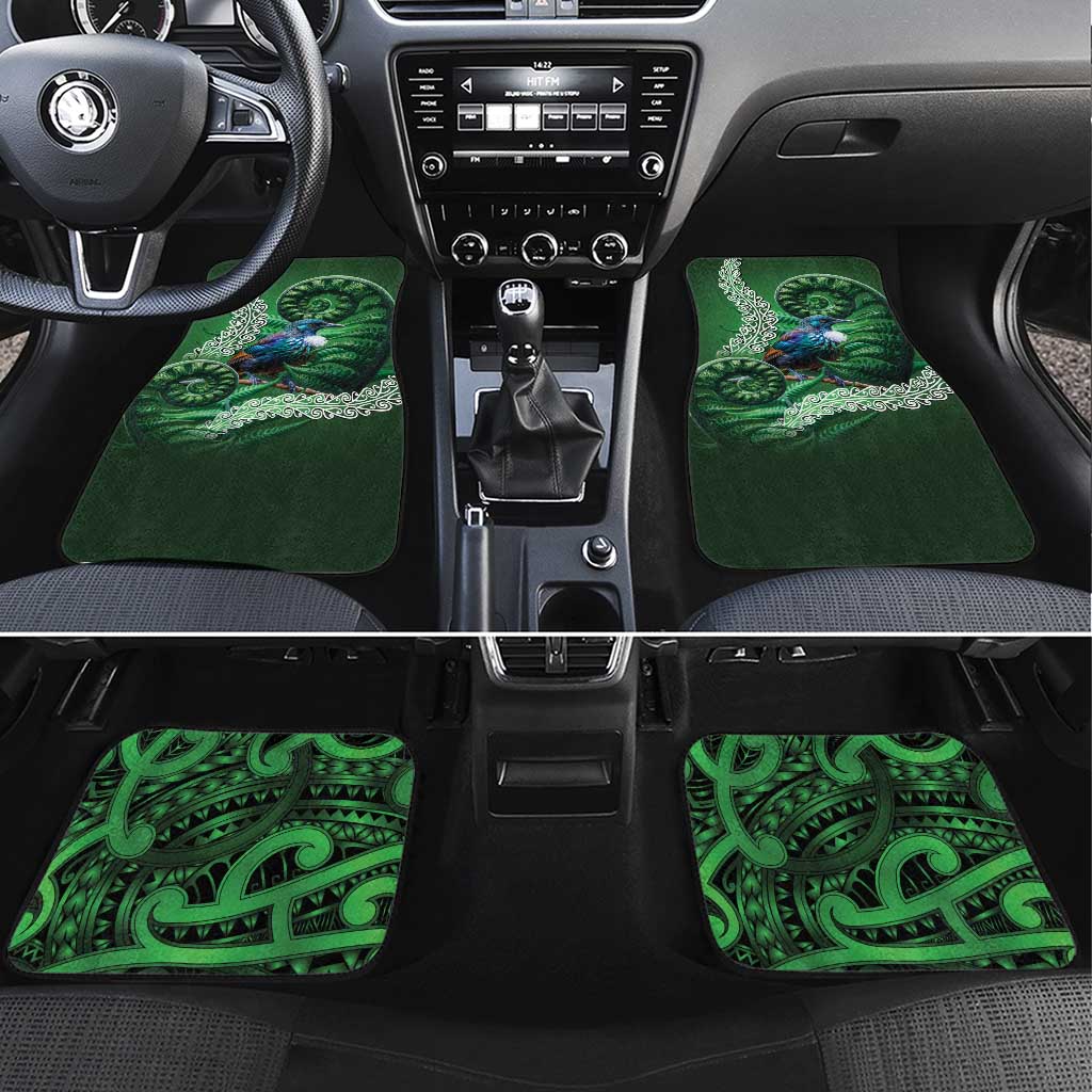Tui Bird Koru Silver Fern Aotearoa Car Mats LT9 Set 4pcs Green - Polynesian Pride
