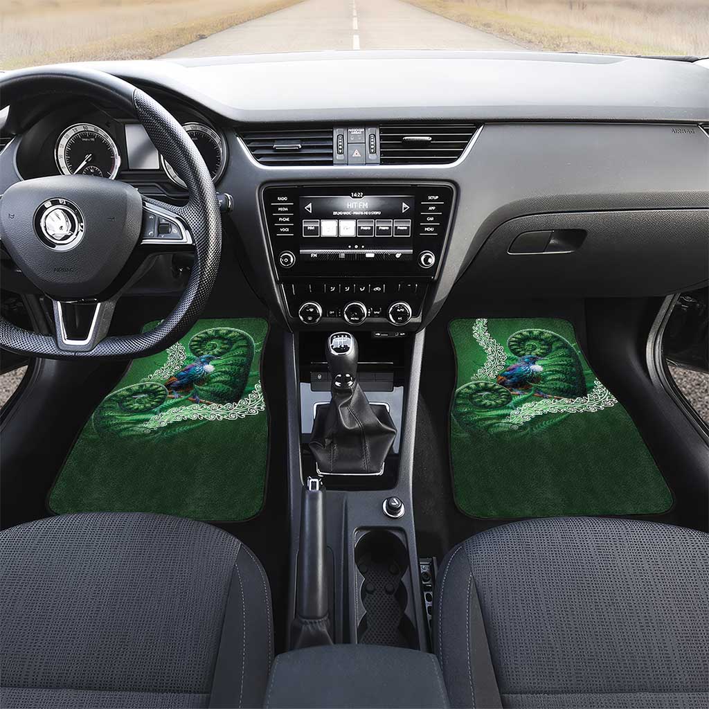 Tui Bird Koru Silver Fern Aotearoa Car Mats LT9 Set 2pcs - Front Green - Polynesian Pride