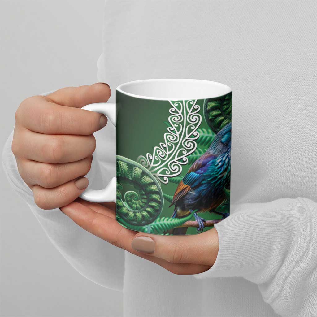 Tui Bird Koru Silver Fern Aotearoa Ceramic Mug LT9 - Polynesian Pride