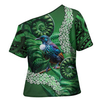 Tui Bird Koru Silver Fern Aotearoa Cross Shoulder Shirt LT9 - Polynesian Pride