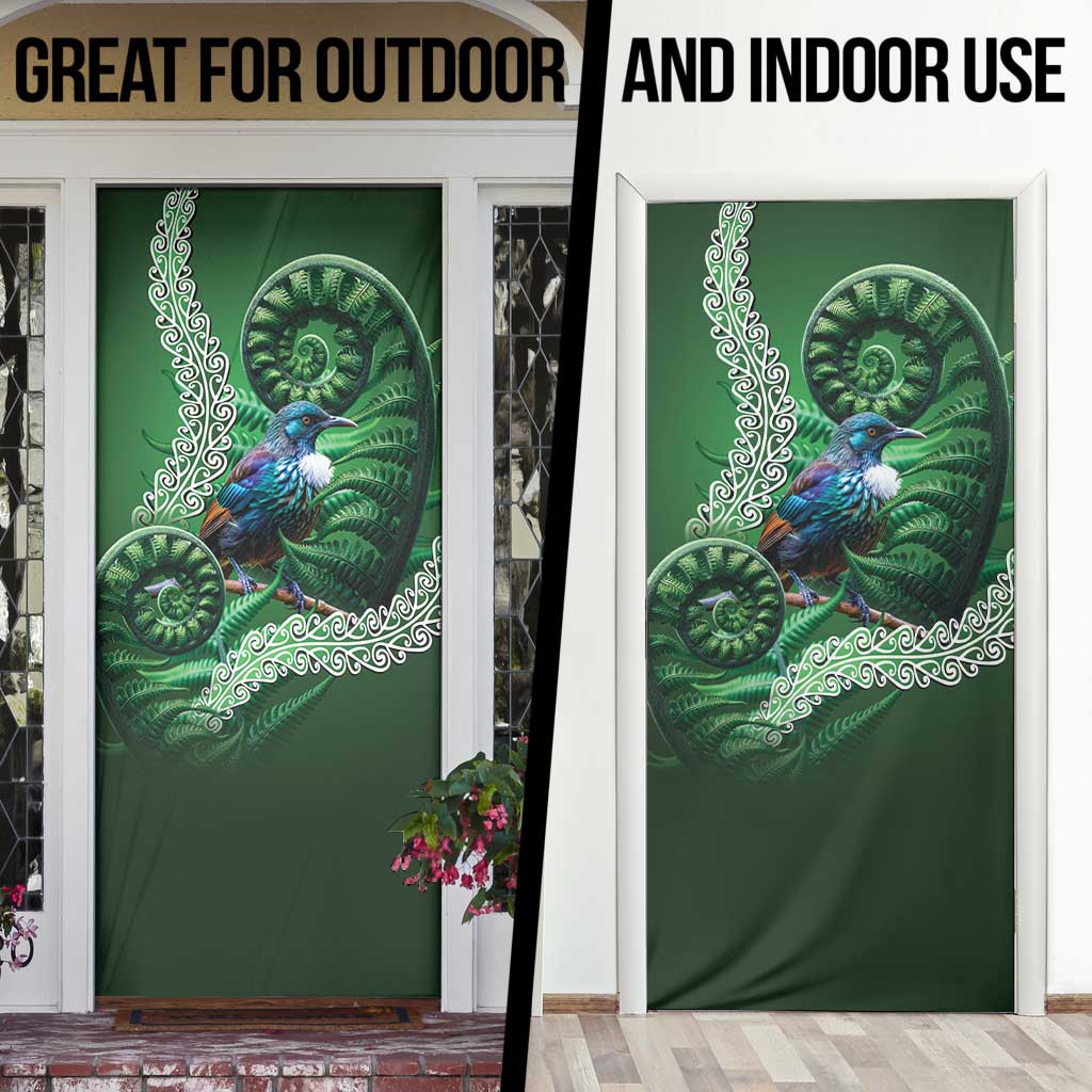 Tui Bird Koru Silver Fern Aotearoa Door Cover LT9 - Polynesian Pride