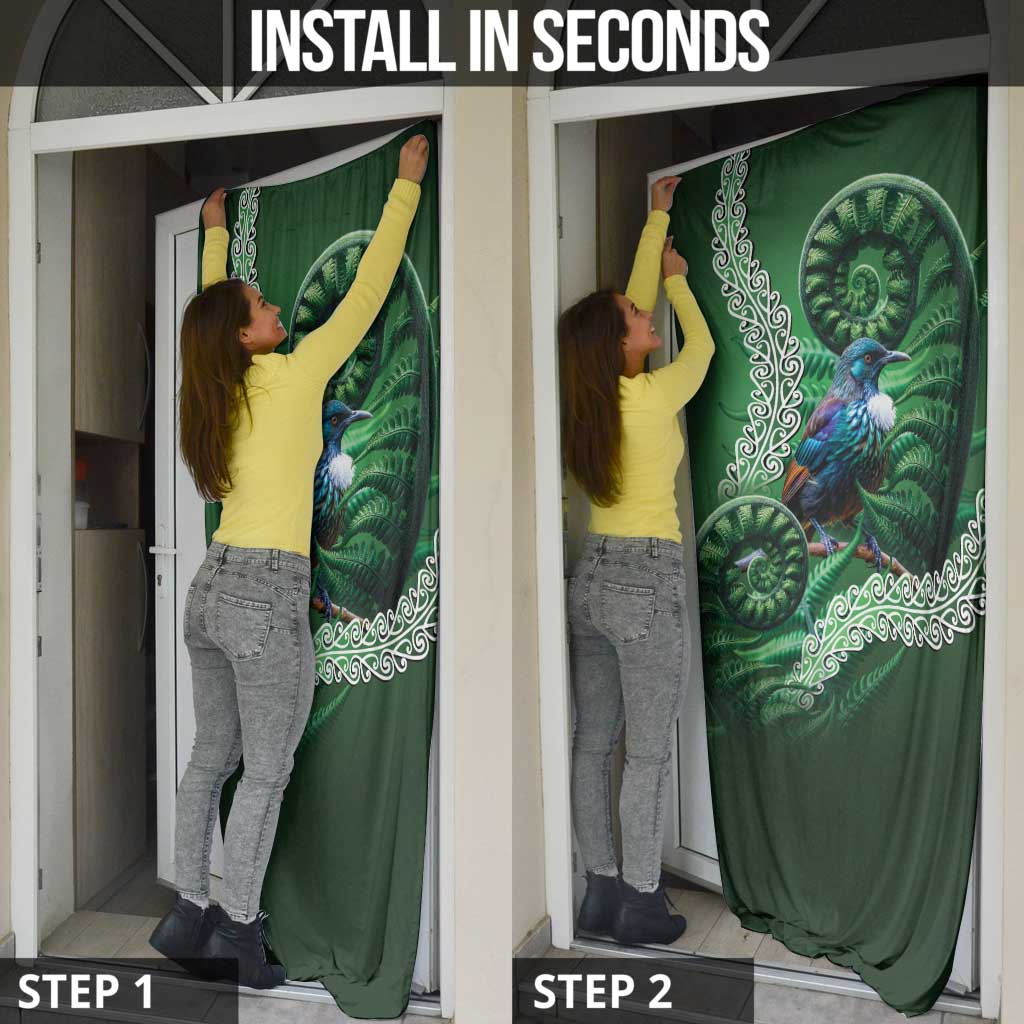 Tui Bird Koru Silver Fern Aotearoa Door Cover LT9 - Polynesian Pride