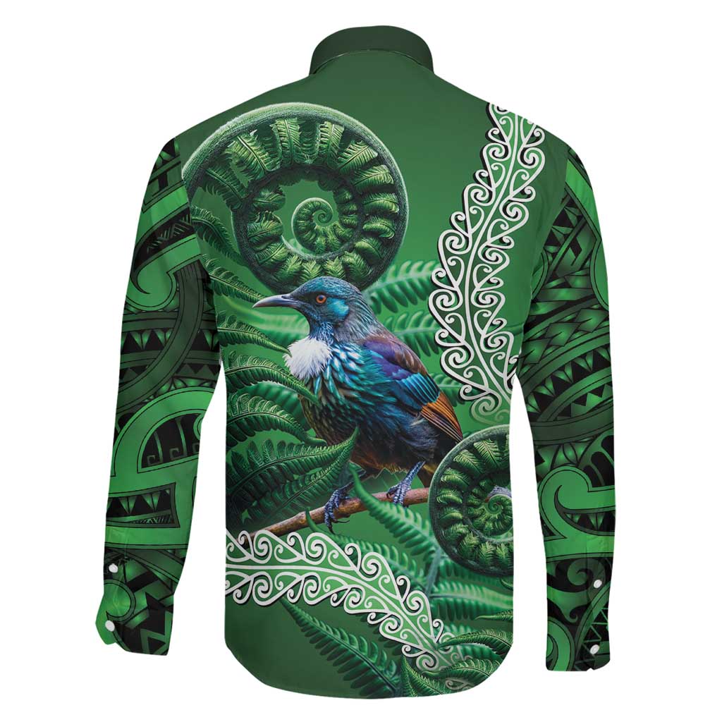 Tui Bird Koru Silver Fern Aotearoa Family Matching Long Sleeve Bodycon Dress and Hawaiian Shirt
