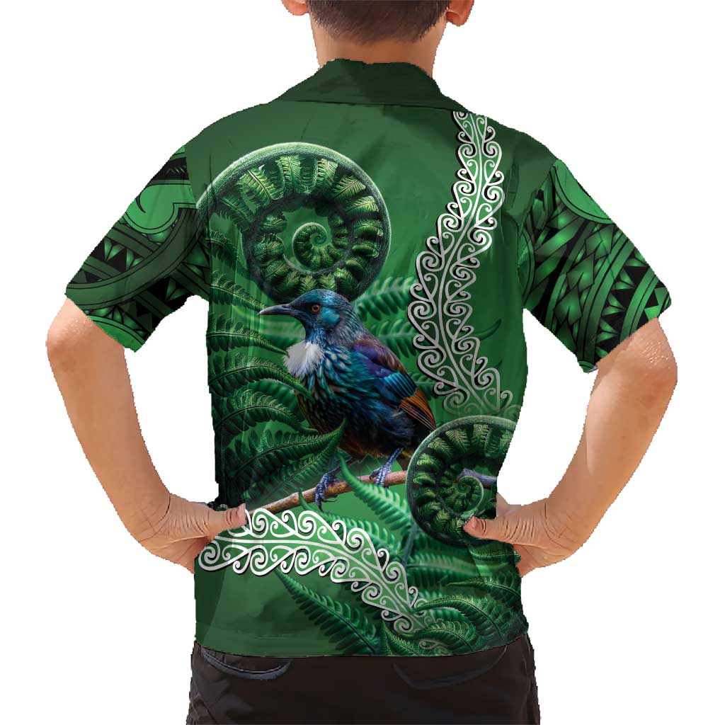 Tui Bird Koru Silver Fern Aotearoa Family Matching Mermaid Dress and Hawaiian Shirt
