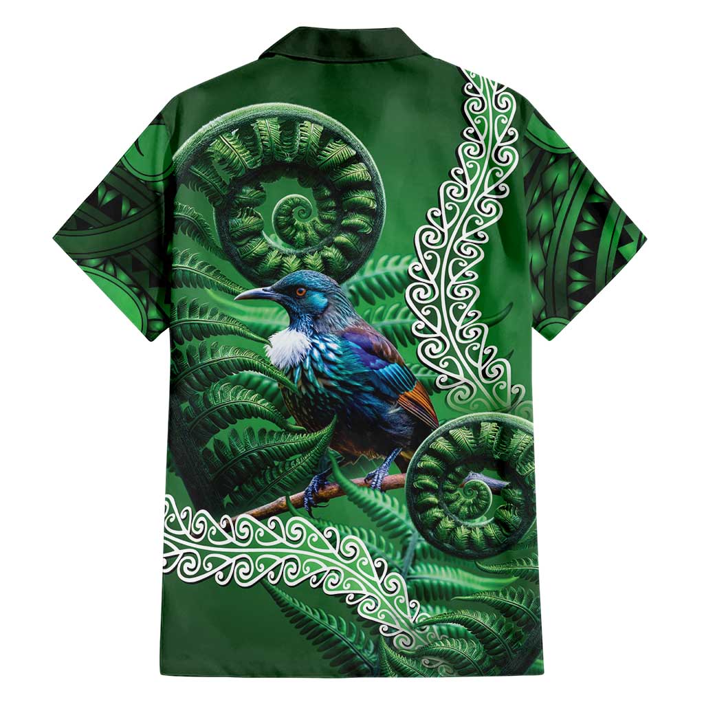 Tui Bird Koru Silver Fern Aotearoa Family Matching Short Sleeve Bodycon Dress and Hawaiian Shirt