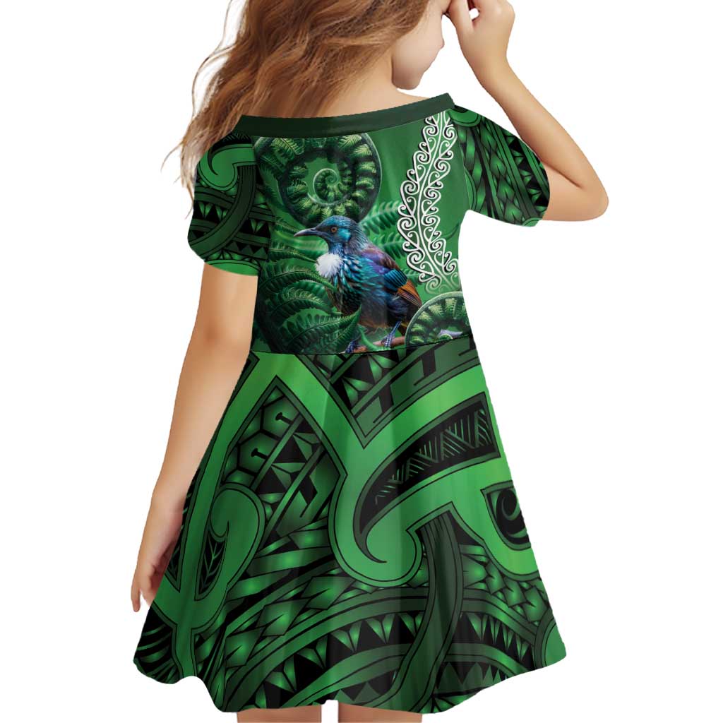 Tui Bird Koru Silver Fern Aotearoa Family Matching Summer Maxi Dress and Hawaiian Shirt