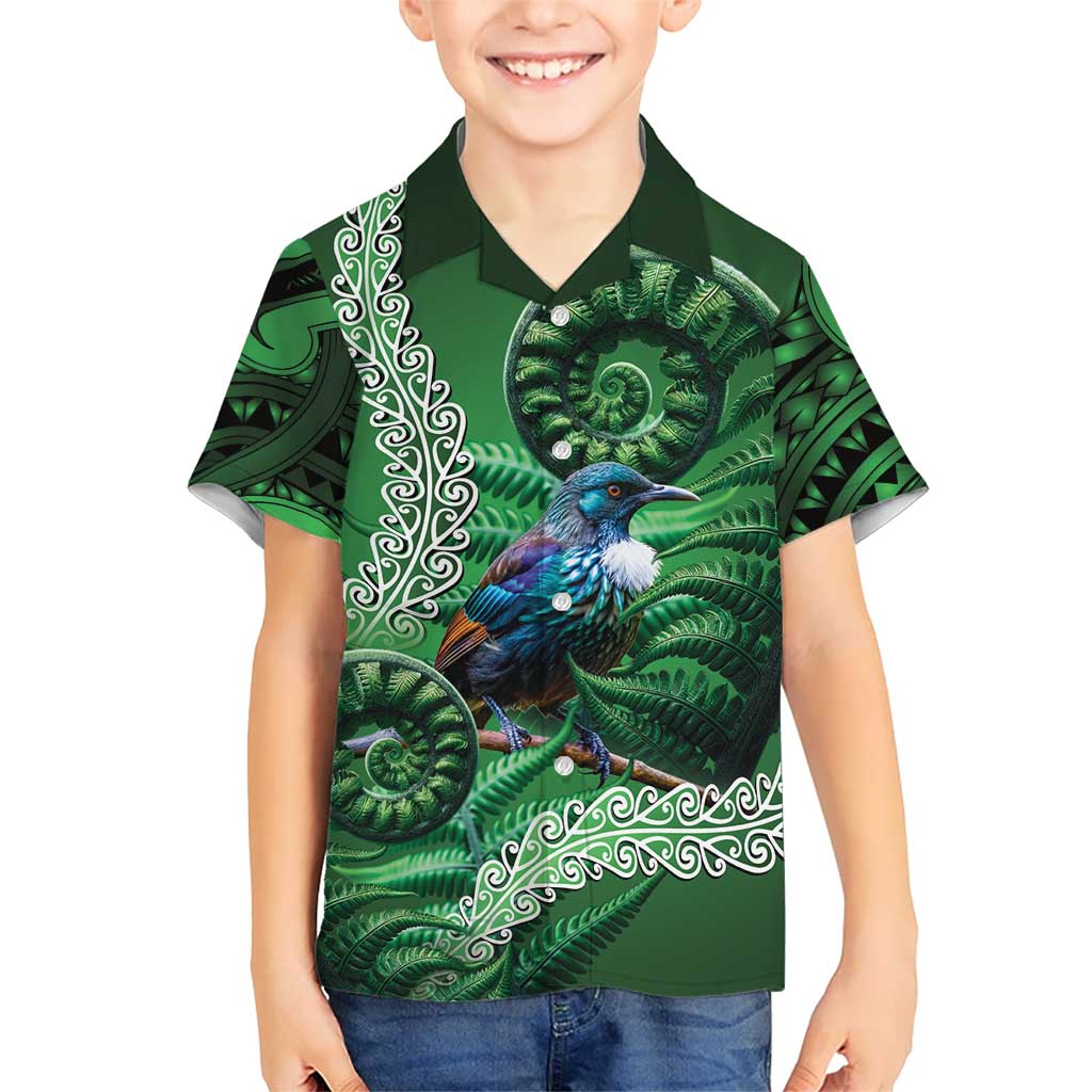 Tui Bird Koru Silver Fern Aotearoa Family Matching Summer Maxi Dress and Hawaiian Shirt