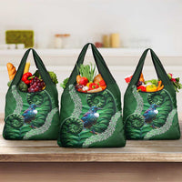 Tui Bird Koru Silver Fern Aotearoa Grocery Bag LT9 3-pack One Size Green - Polynesian Pride