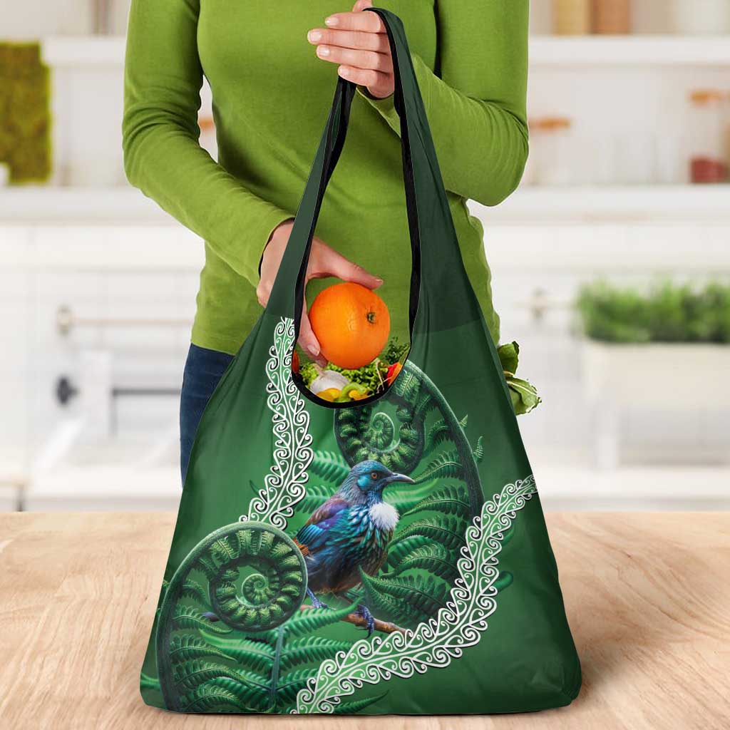 Tui Bird Koru Silver Fern Aotearoa Grocery Bag LT9 - Polynesian Pride