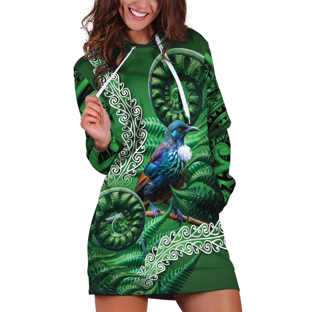 Tui Bird Koru Silver Fern Aotearoa Hoodie Dress